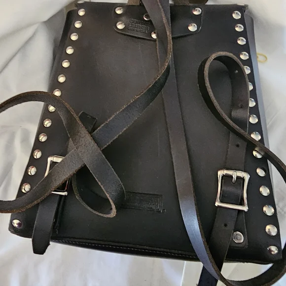 Vintage Harley-Davidson Studded Leather Mini Backpack USA Made Black - Picture 16 of 17
